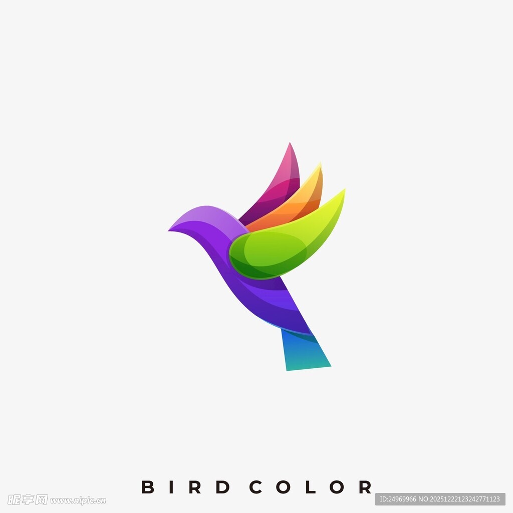 彩色飞鸟标志设计