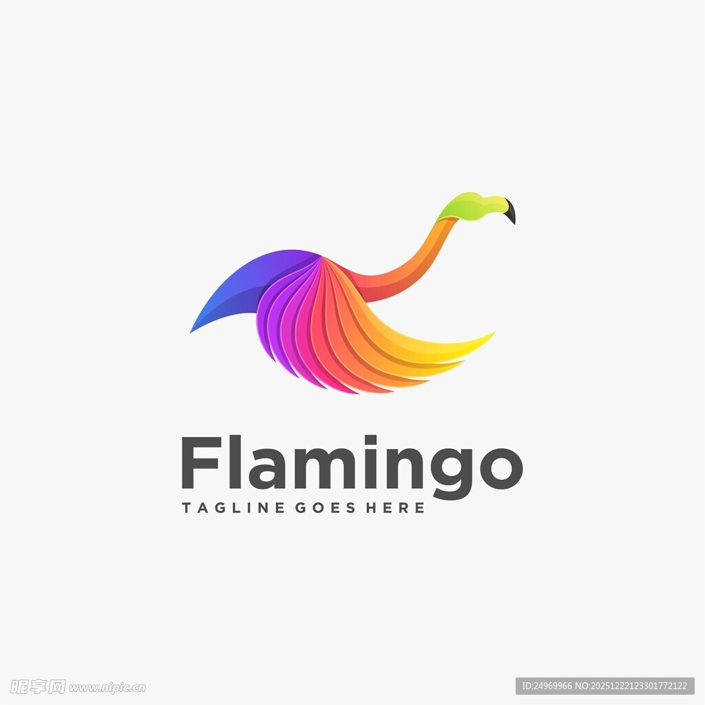 多彩火烈鸟标志设计