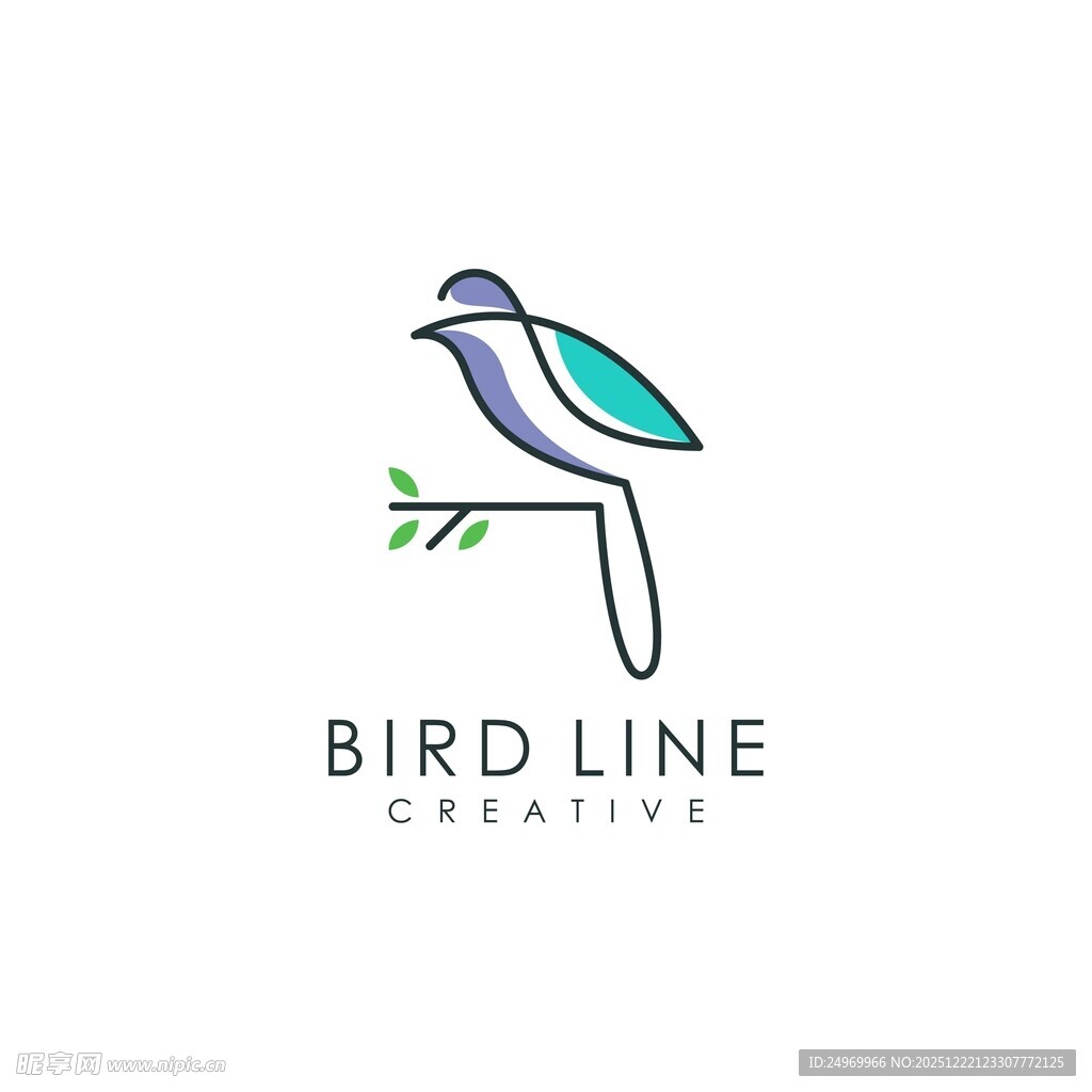 简约线条小鸟标志设计