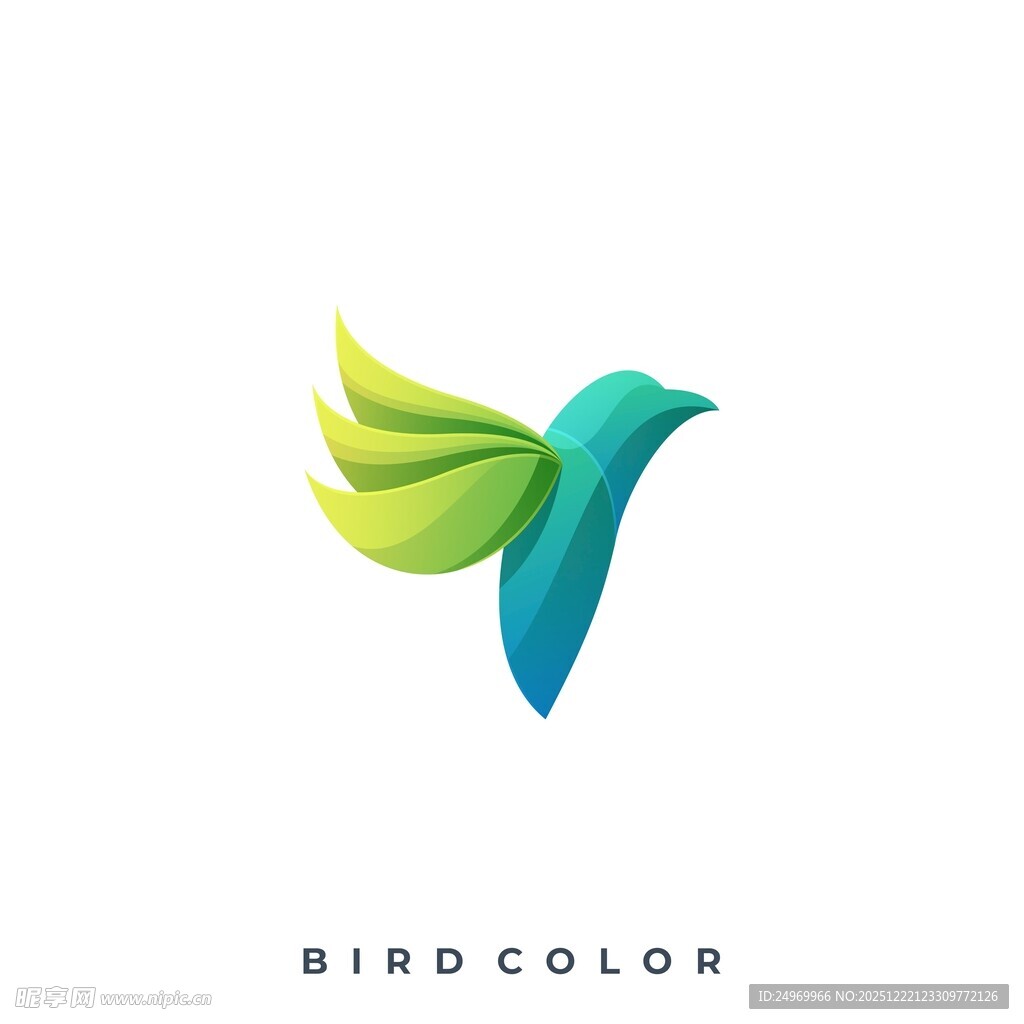 彩色飞鸟标志设计