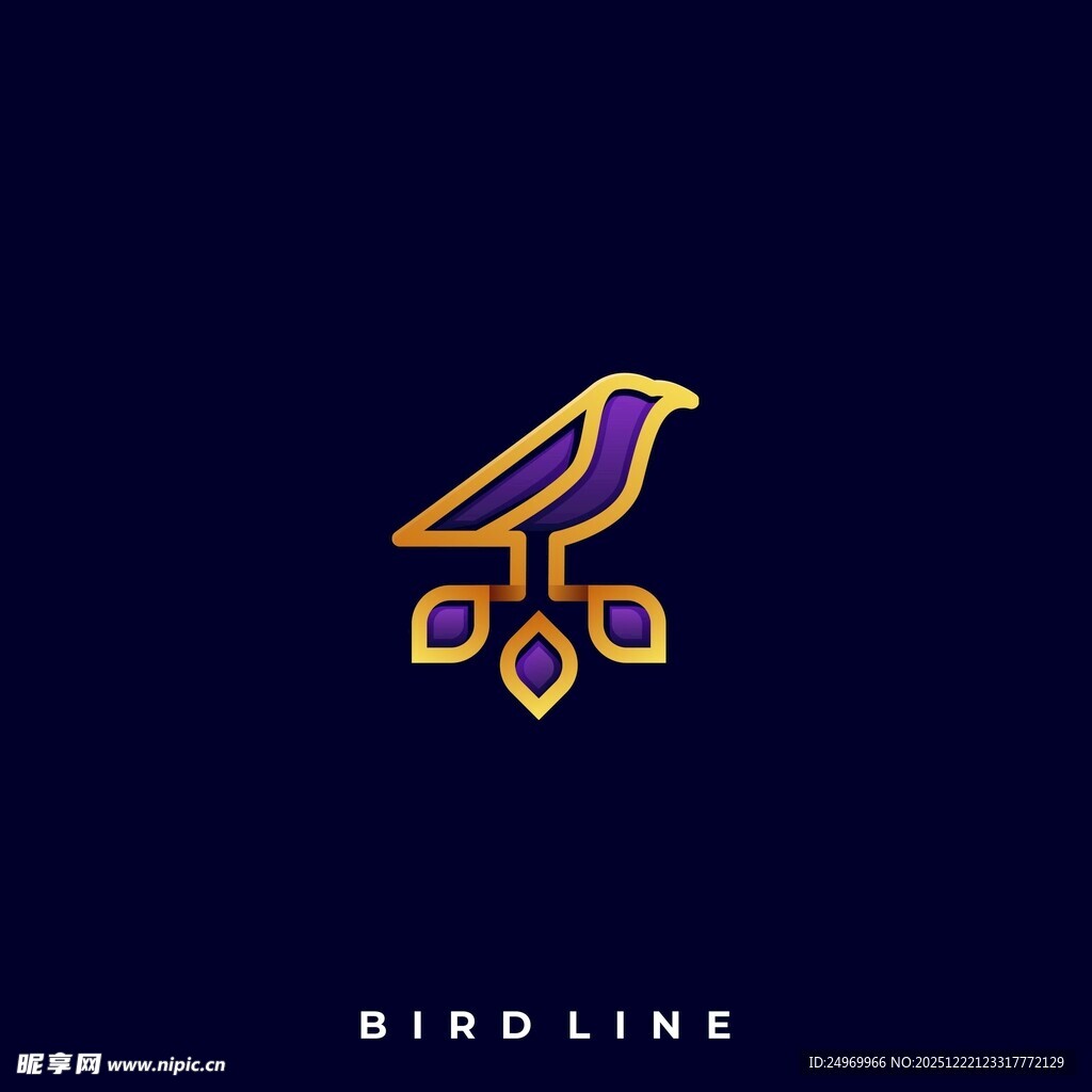 鸟形线条标志设计