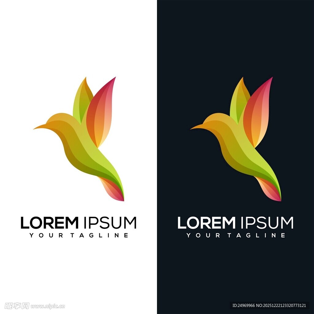 多彩飞鸟标志设计