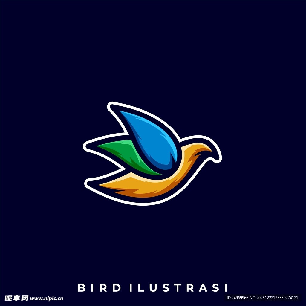 彩色飞鸟标志设计