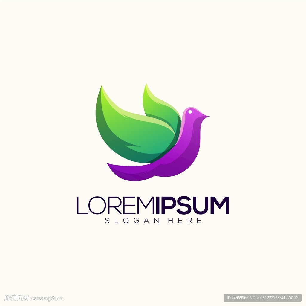 绿叶飞鸟创意标志设计