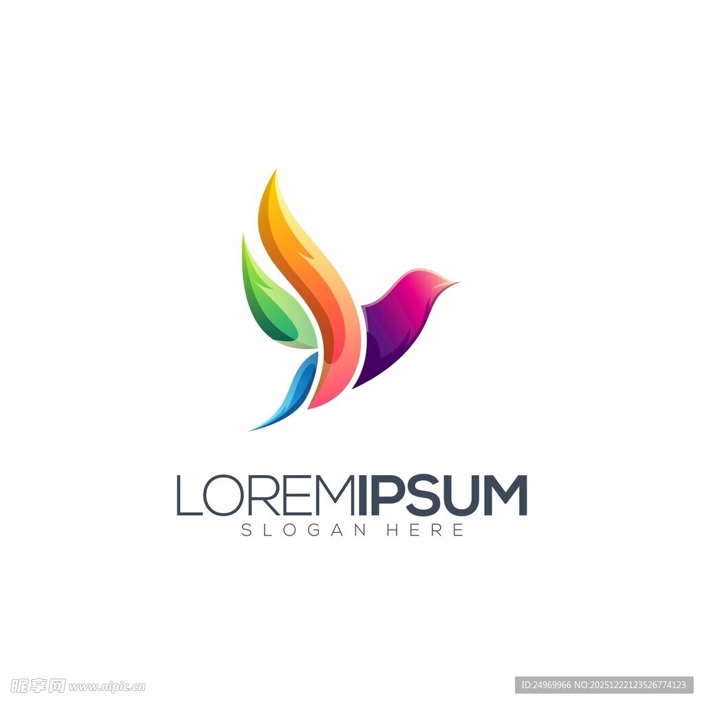 多彩飞鸟标志设计