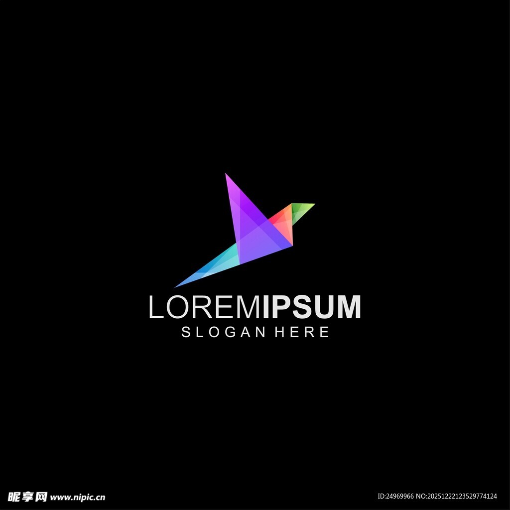 多彩飞鸟抽象标志设计