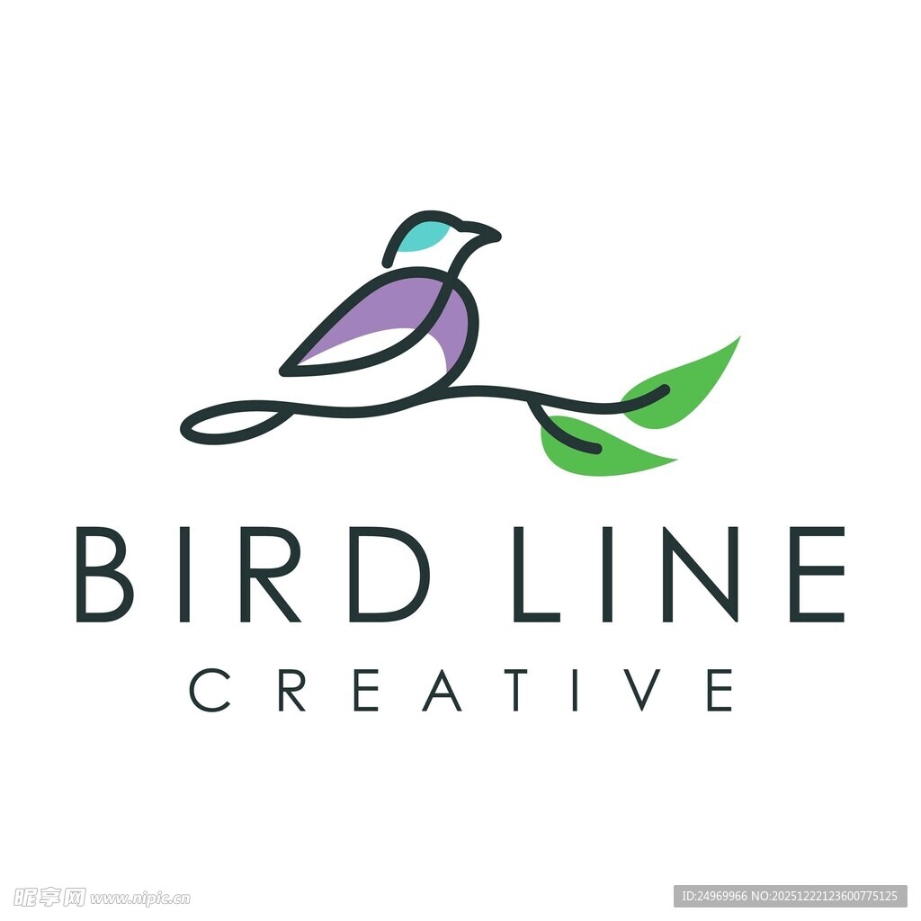 小鸟线条创意标志设计