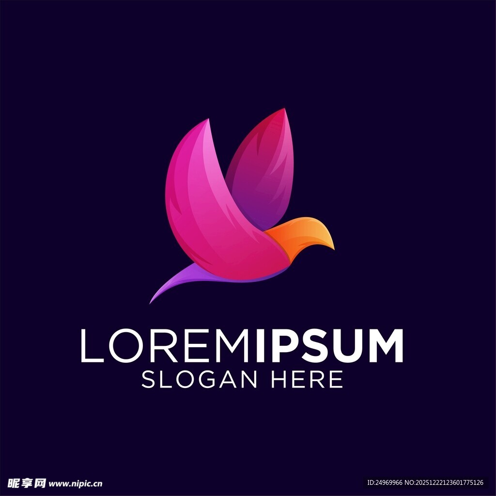 彩色飞鸟标志设计