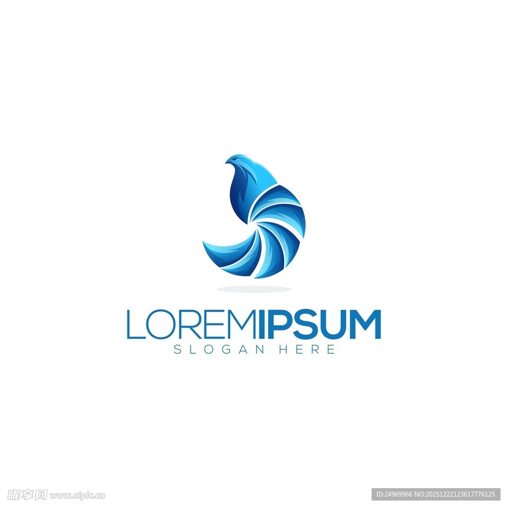 蓝色飞鸟风格企业标志设计