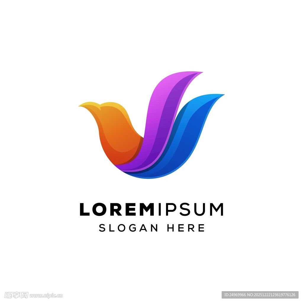 多彩流线型字母V标志设计