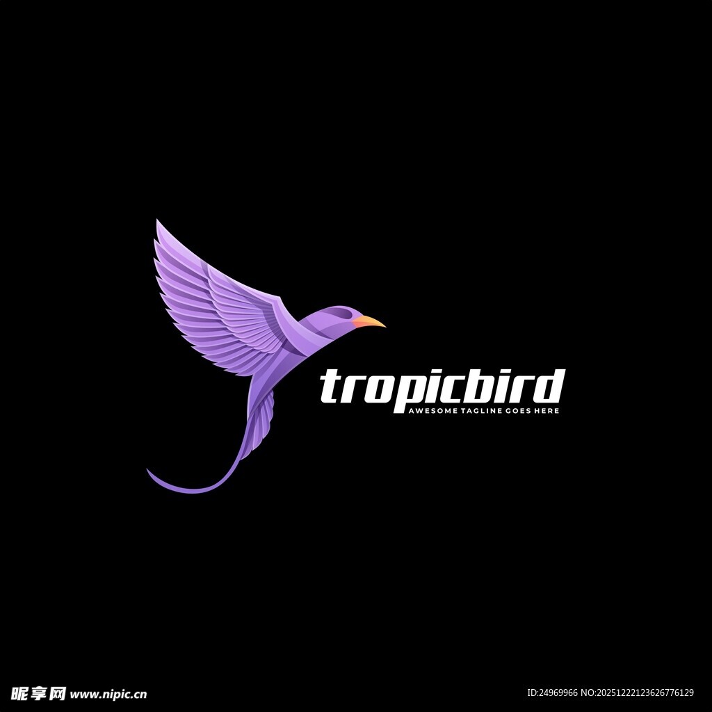 紫色热带鸟标志设计