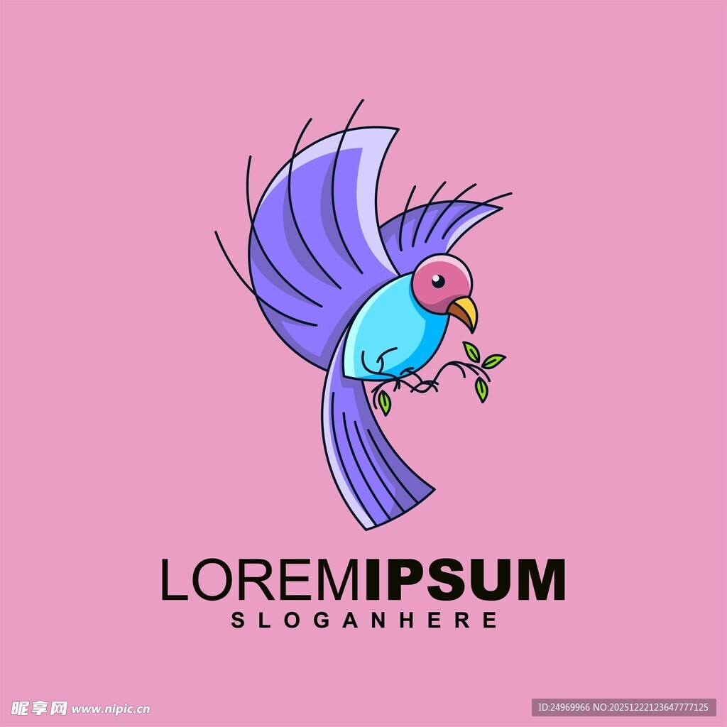 蓝色飞鸟标志设计