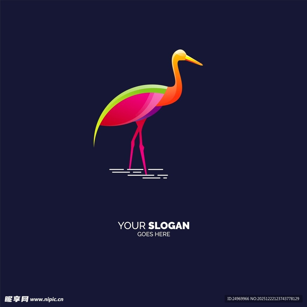 多彩火烈鸟简约插画