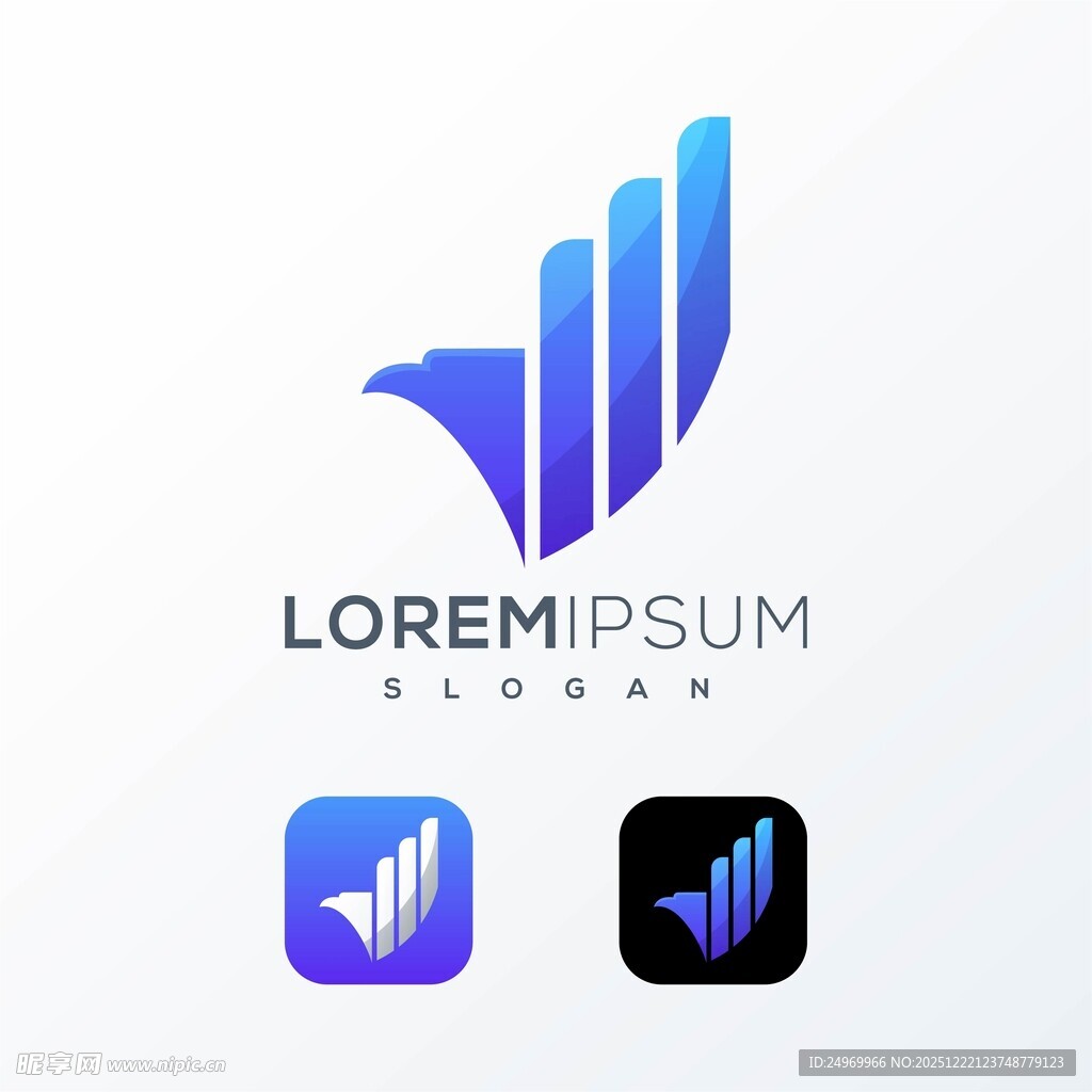 抽象飞鸟风格企业标志设计