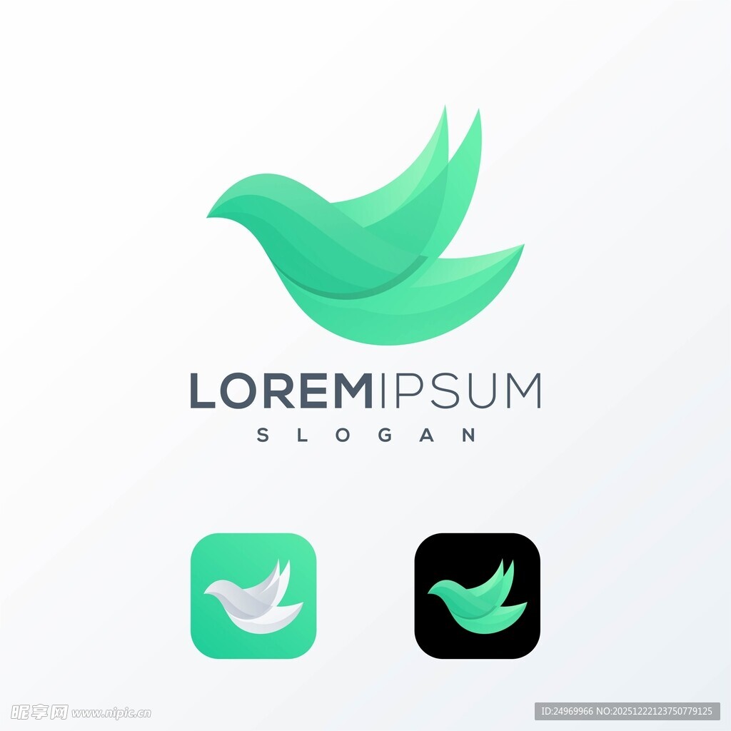 绿色飞鸟标志设计