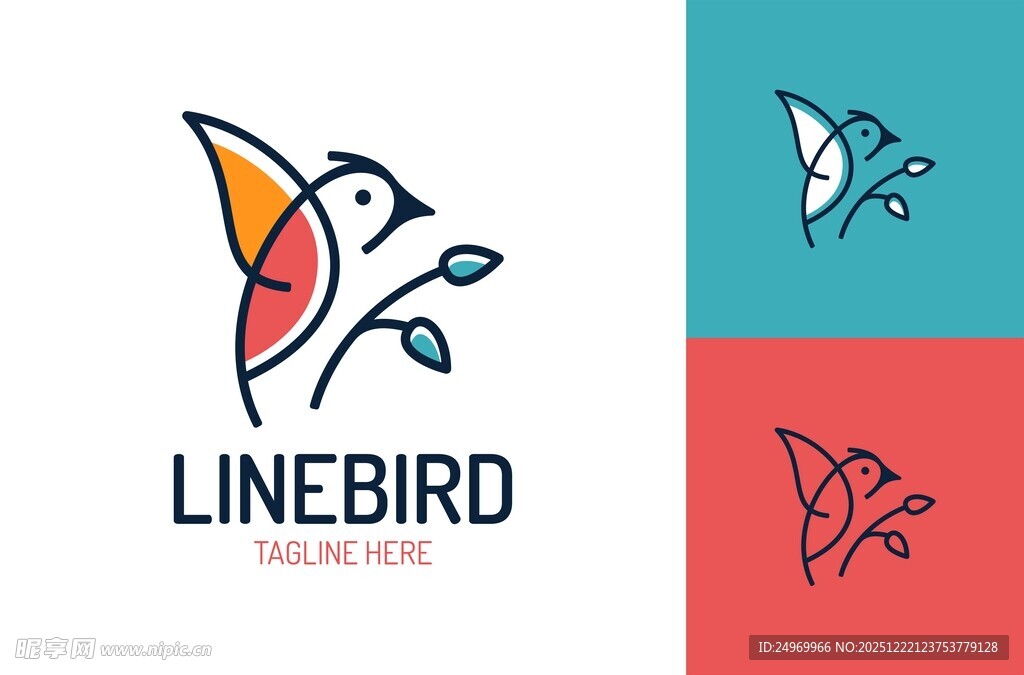 线条小鸟标志设计