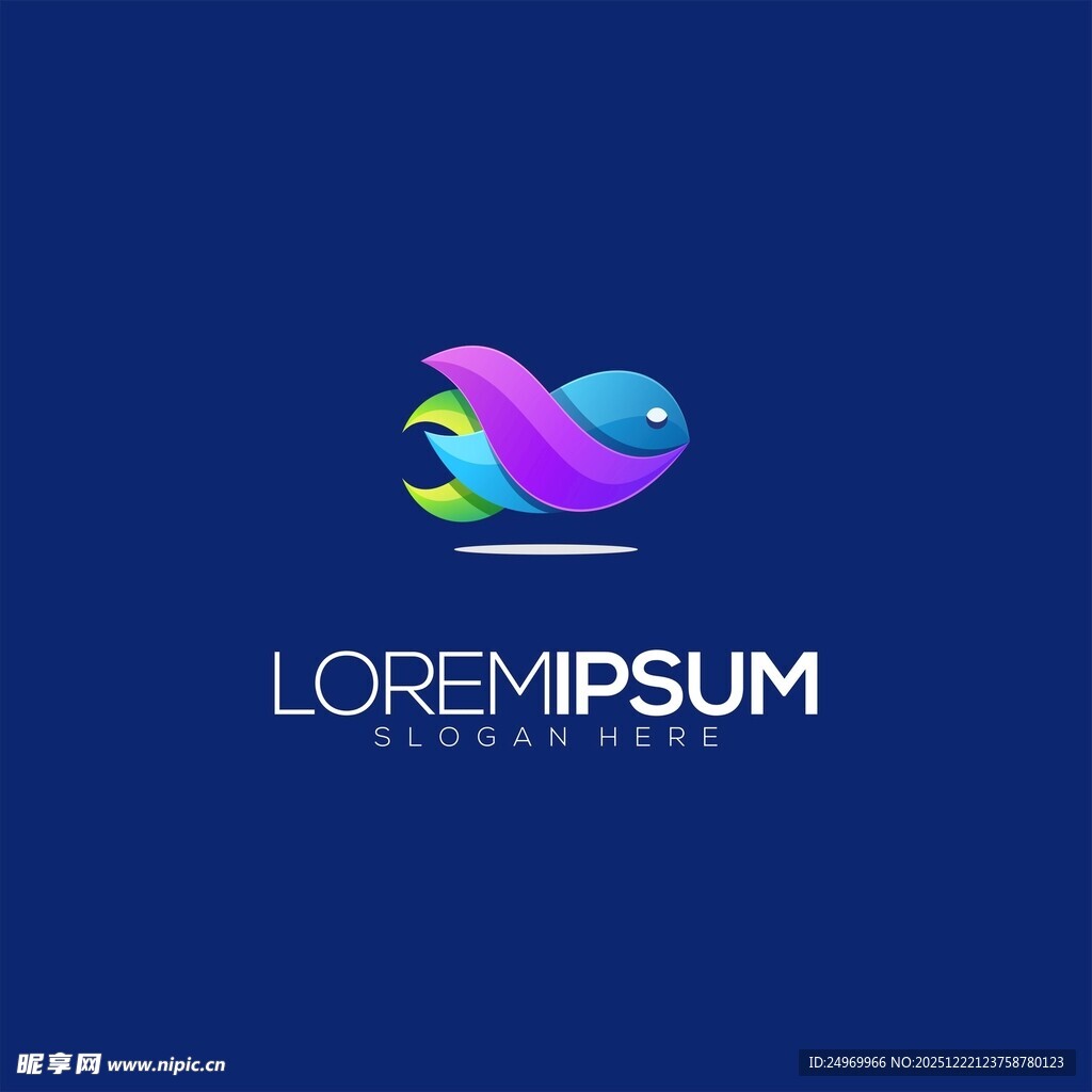 多彩鱼形创意标志