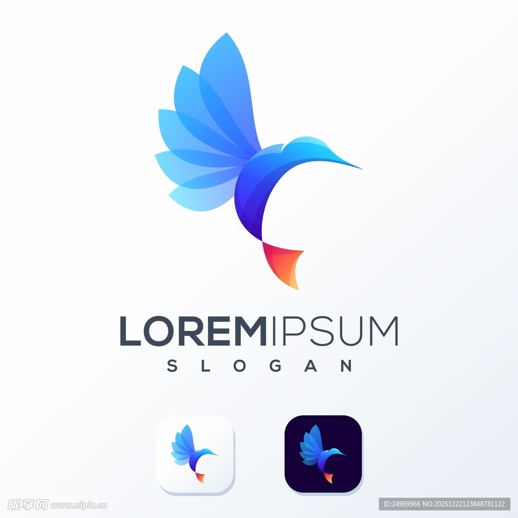 蓝色飞鸟标志设计