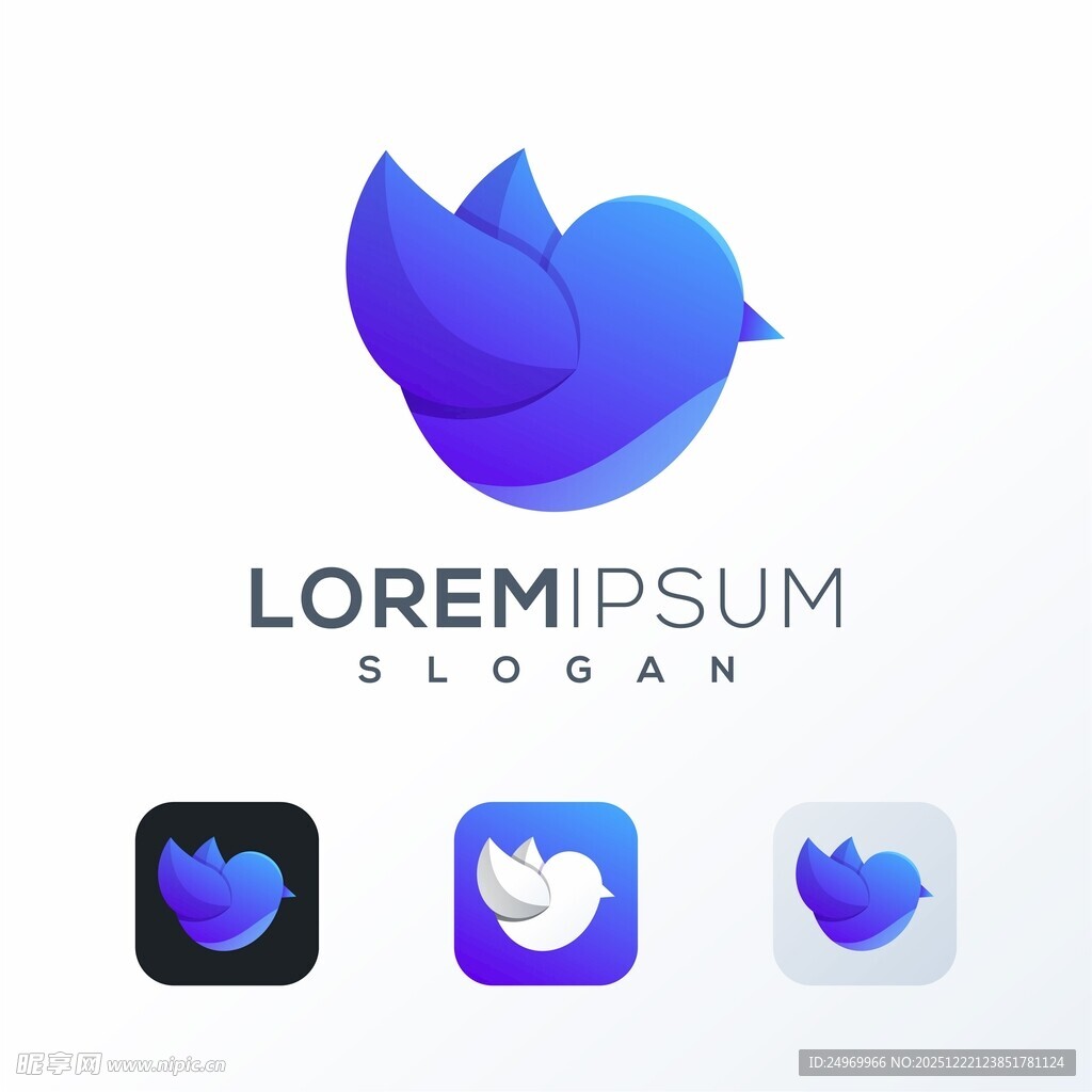 蓝色飞鸟标志设计示例