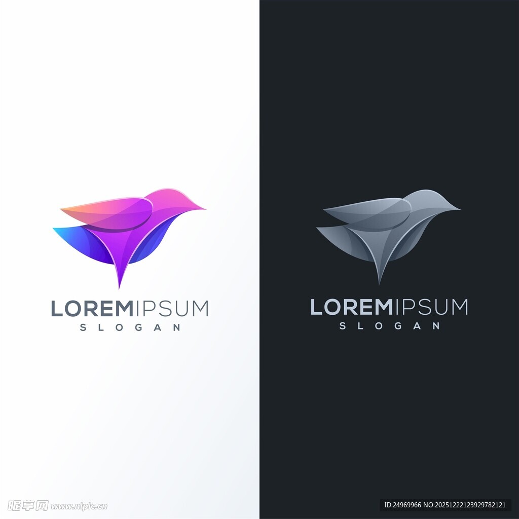 抽象折纸风格几何鸟标志