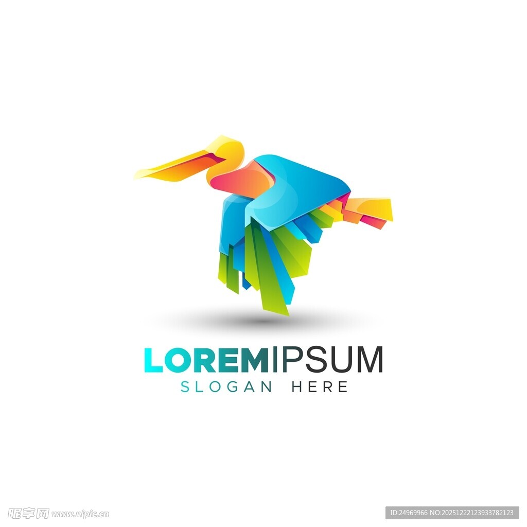 多彩抽象鸟形标志设计