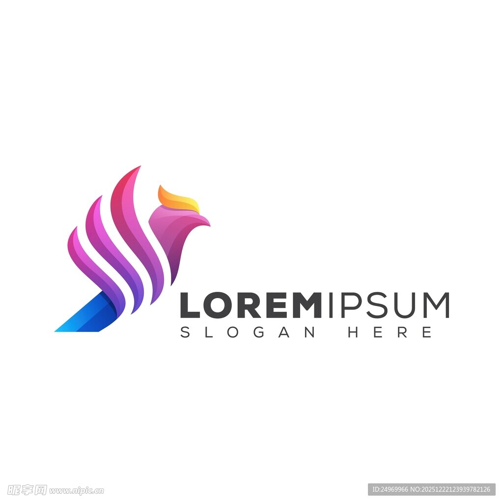 多彩抽象凤凰标志设计