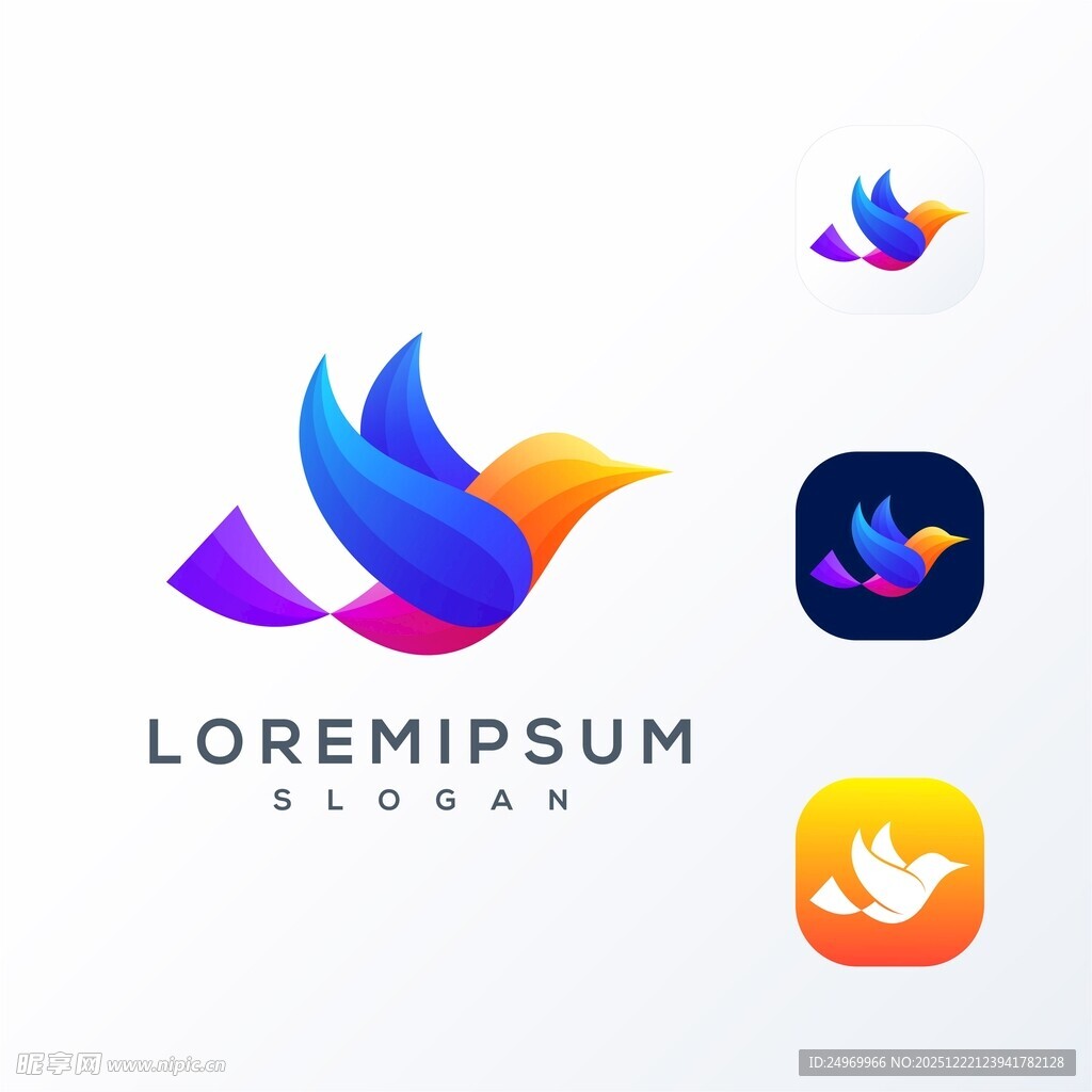 多彩飞鸟标志设计