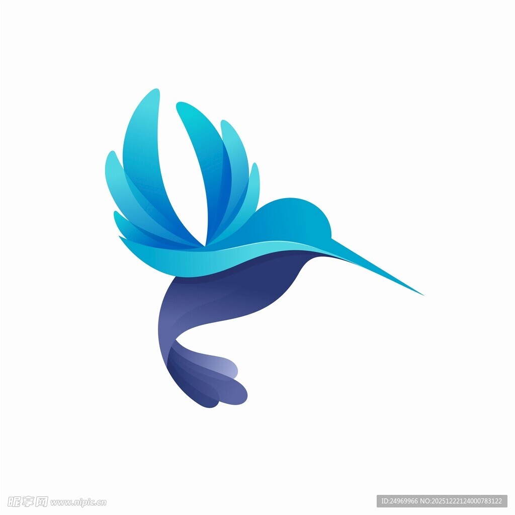 蓝色蜂鸟创意标志设计