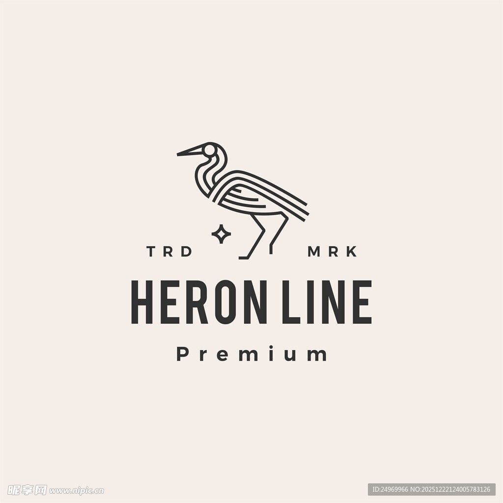 鹭鸟线条标志设计