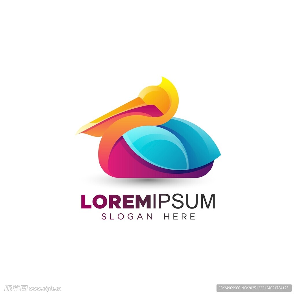 多彩抽象飞鸟标志设计