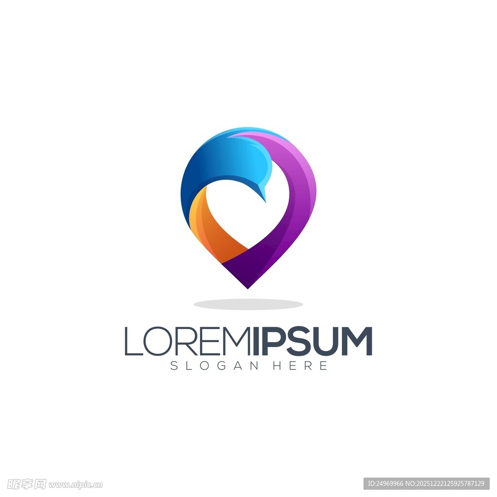 多彩心形抽象标志设计