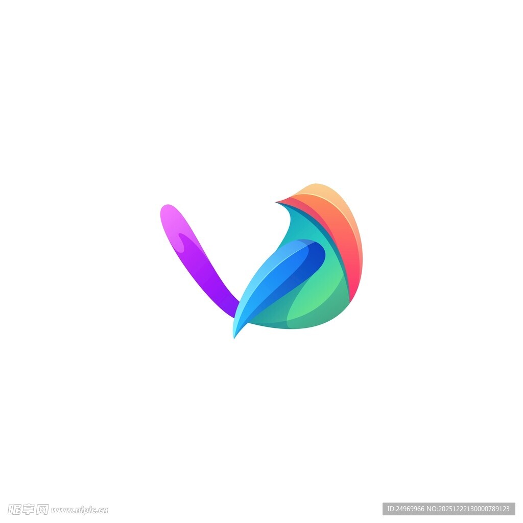 多彩抽象飞鸟标志设计