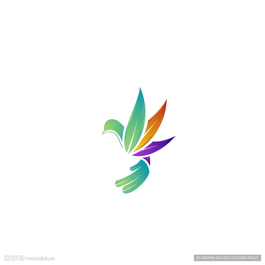 多彩抽象飞鸟标志设计