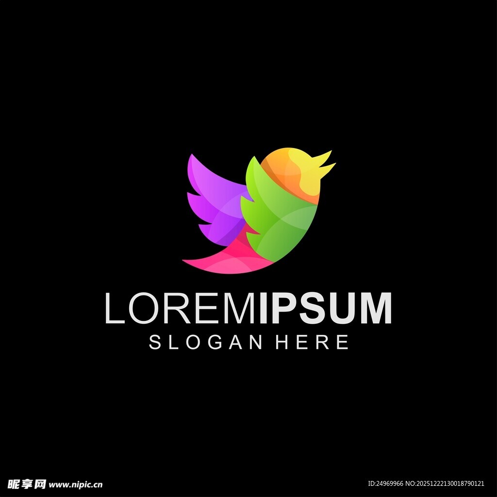 多彩飞鸟标志设计