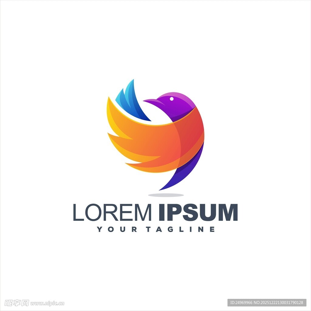 多彩飞鸟创意标志设计