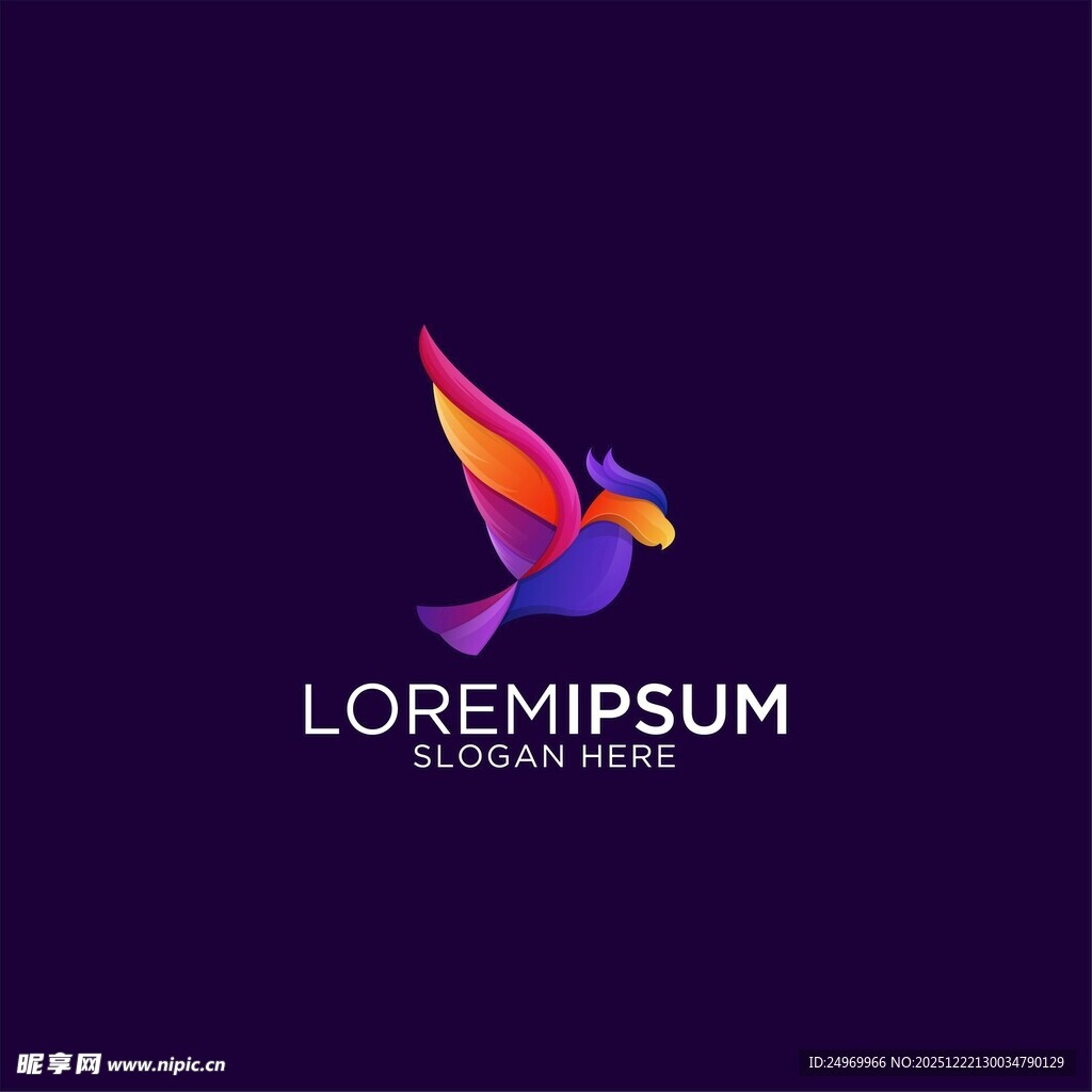 多彩飞鸟创意标志设计