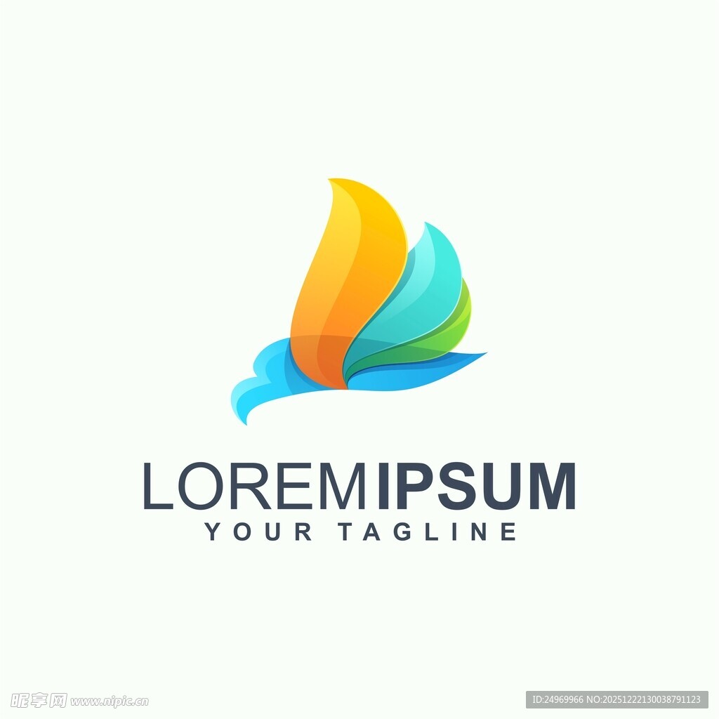 多彩抽象蝴蝶标志设计