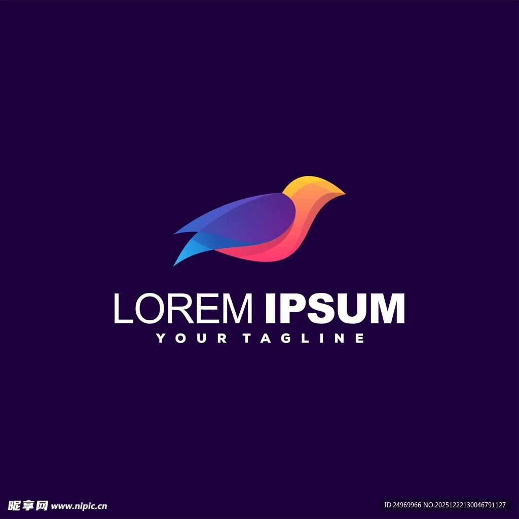 多彩飞鸟标志设计