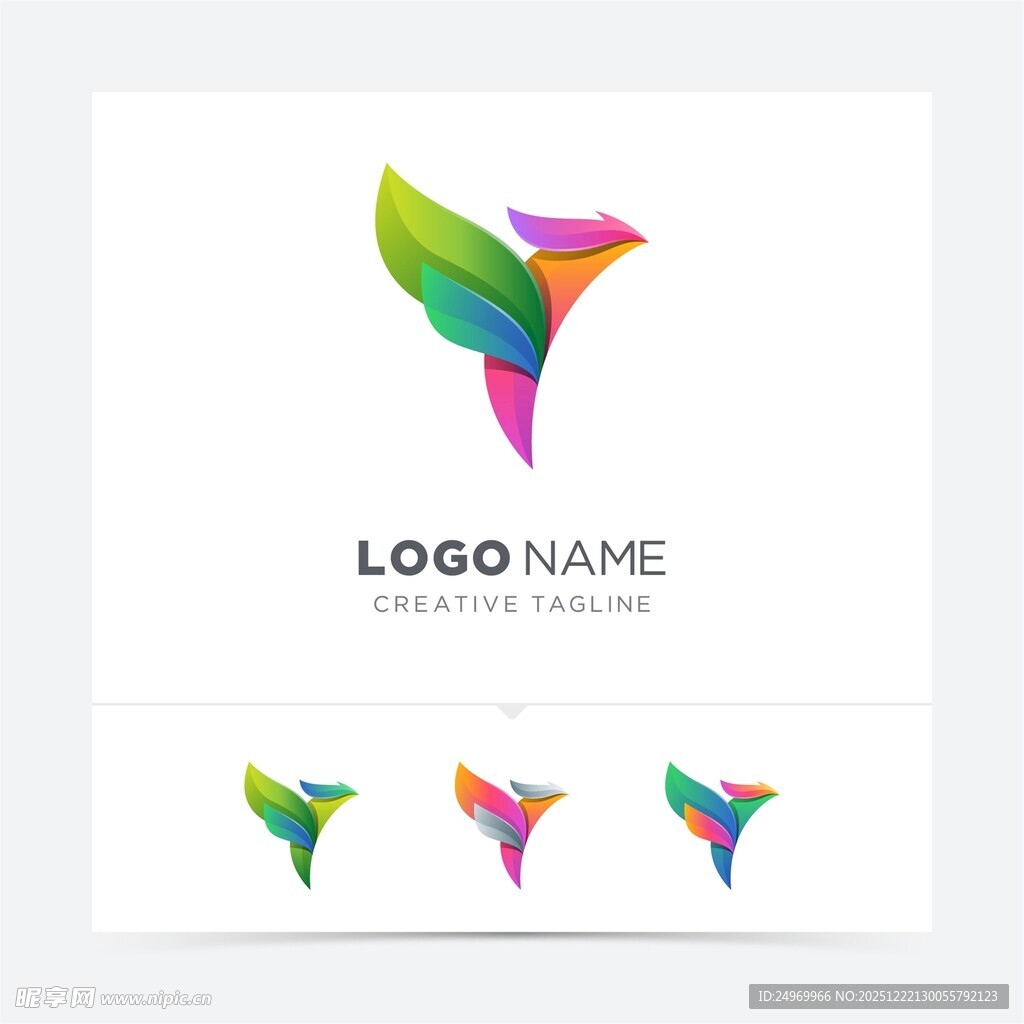 多彩飞鸟标志设计示例