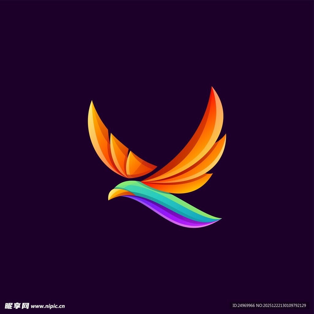 彩色飞鸟标志设计
