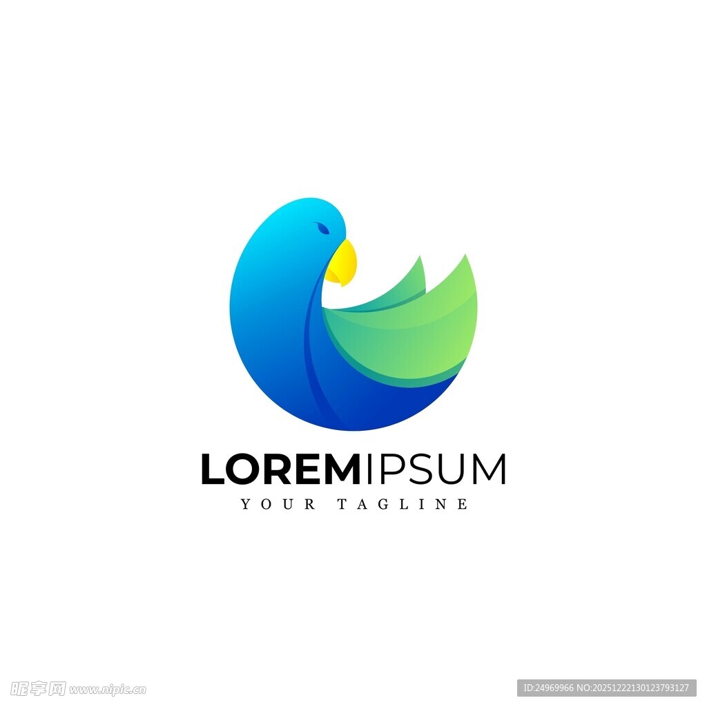 抽象多彩飞鸟标志设计