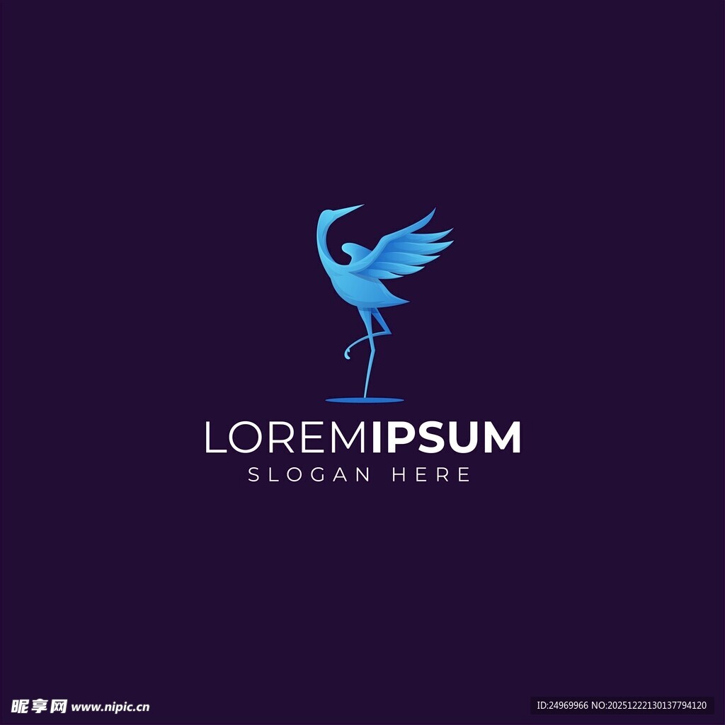 蓝色飞鸟简约标志设计