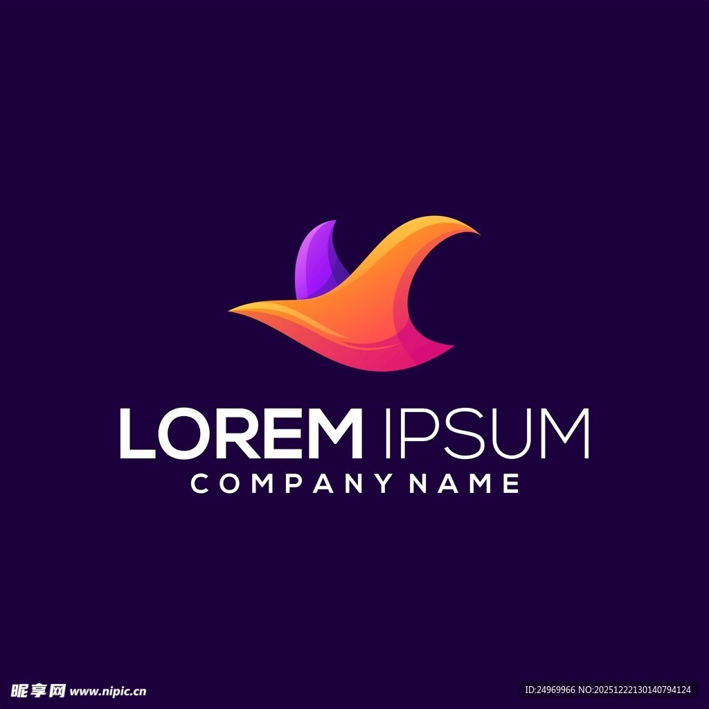 多彩飞鸟抽象标志设计