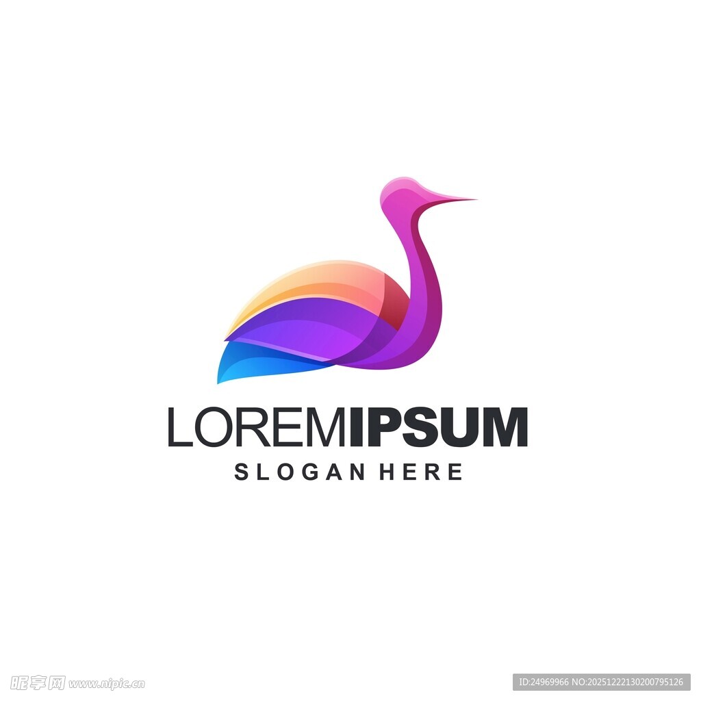 彩色火烈鸟创意标志设计