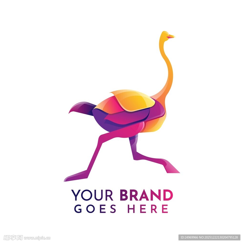 多彩鸵鸟标志设计