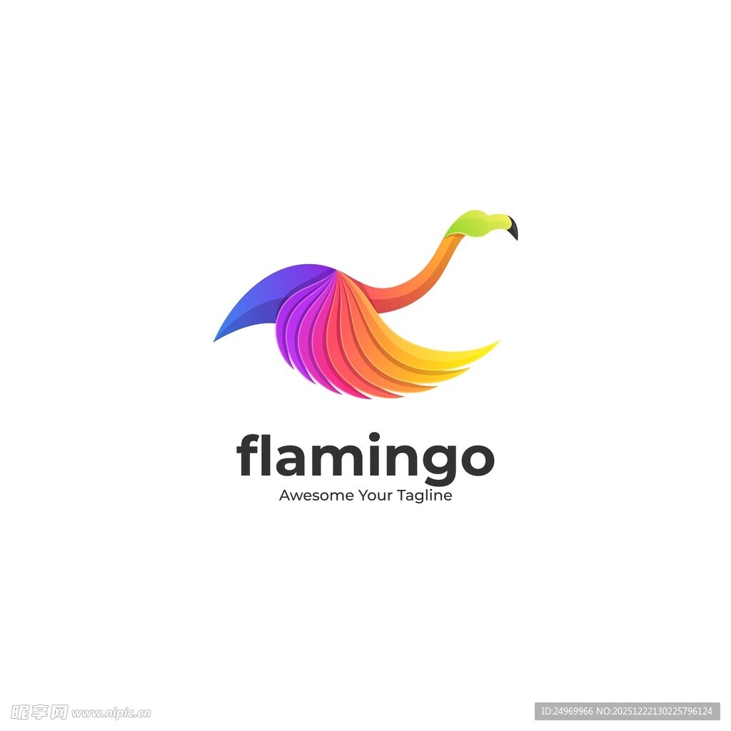 多彩火烈鸟标志设计