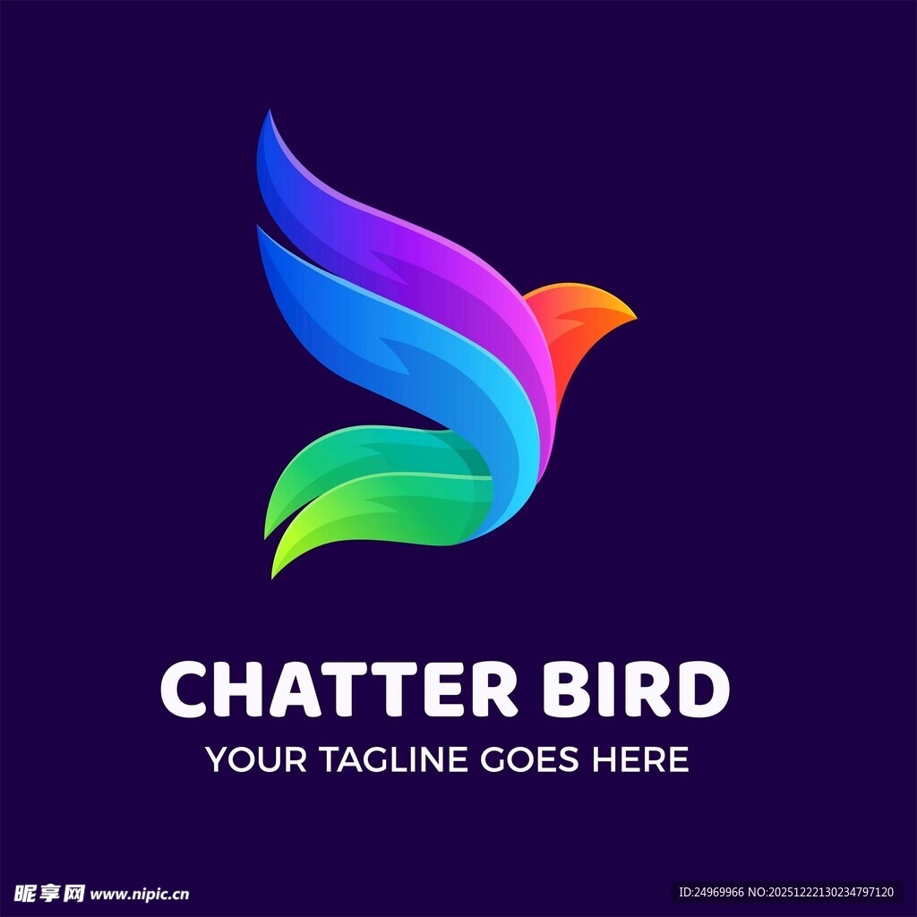 多彩飞鸟标志设计