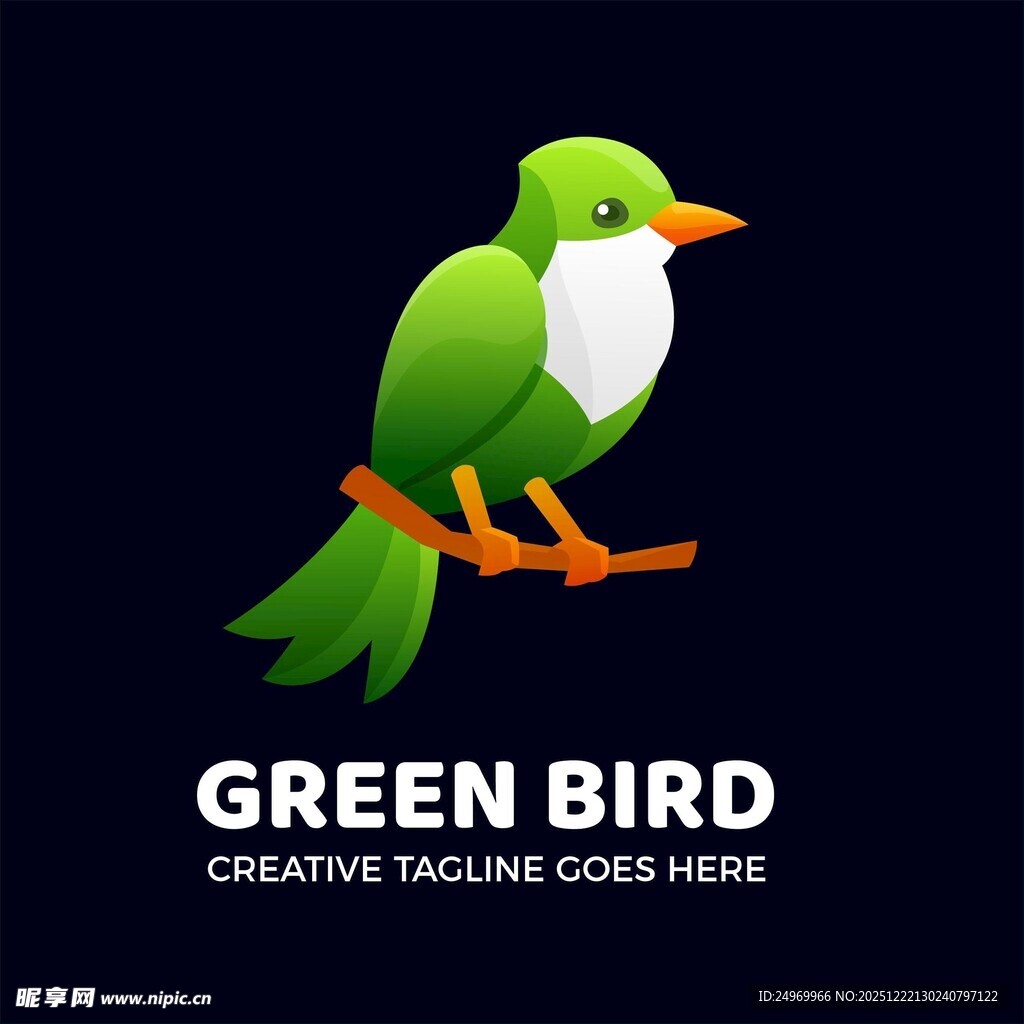 绿色小鸟标志设计