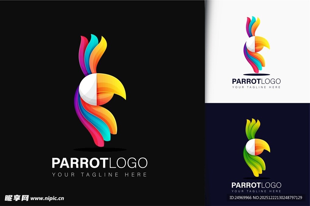 多彩鹦鹉标志设计