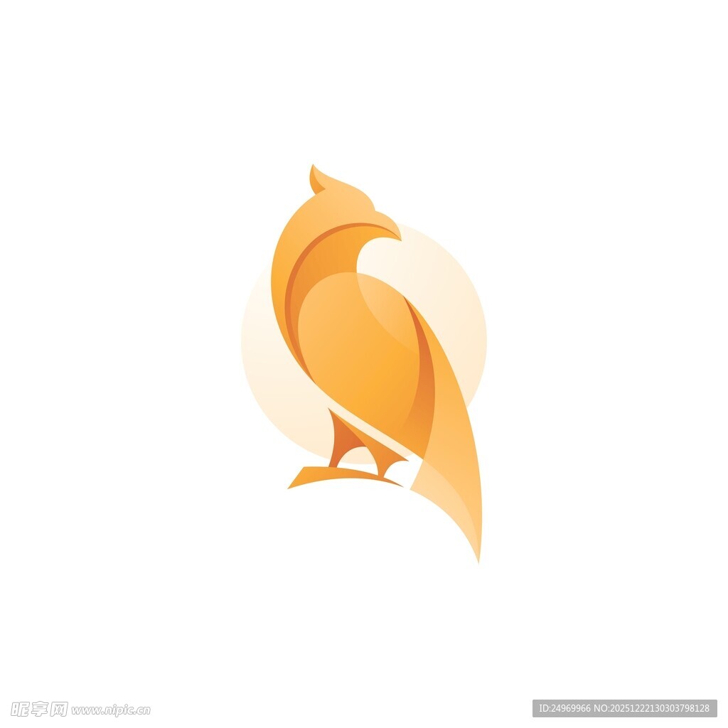 橙色折纸风格小鸟图标